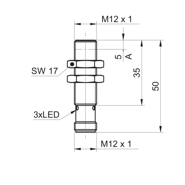 堡盟 IR12.P06S-F50.NO1Z.7BO 订购代码：11148364 电感式接近开关-尺寸图