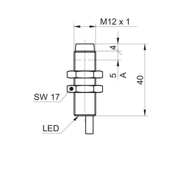 堡盟 IR12.P10S-N40.PC1Z.7BCV 订购代码：11148590 电感式接近开关-尺寸图