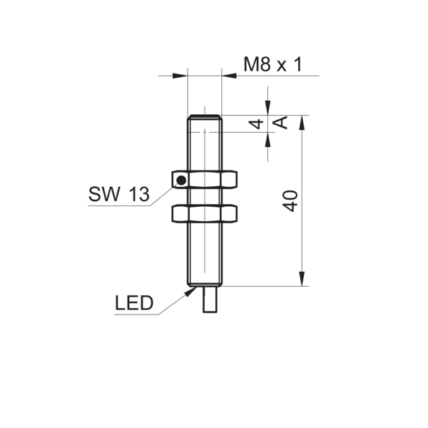 堡盟 IR08.P03S-F40.NC1Z.7SCV 订购代码：11148764 电感式接近开关-尺寸图