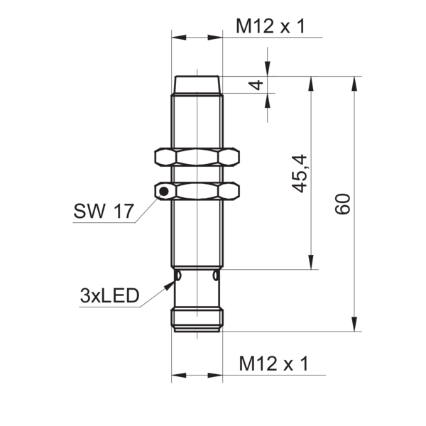 堡盟 IFRM 12P33T1/S14L 订购代码：11016676 电感式接近开关-尺寸图