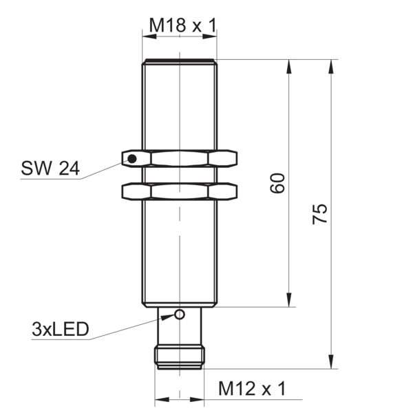 堡盟 IFRM 18P37A4/S14L 订购代码：11111680 电感式接近开关-尺寸图