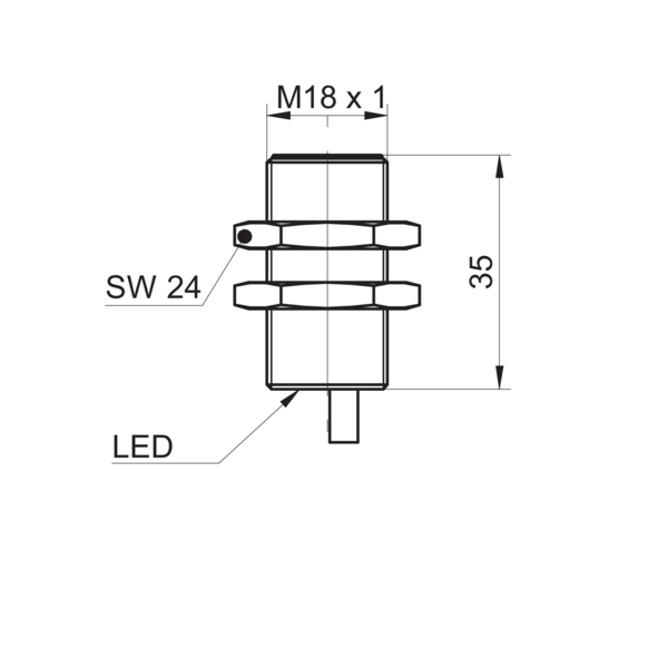 堡盟 IFRM 18P17A5/L 订购代码：11078677 电感式接近开关-尺寸图