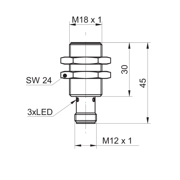 堡盟 IFRM 18P37A5/S14L 订购代码：11078674 电感式接近开关-尺寸图