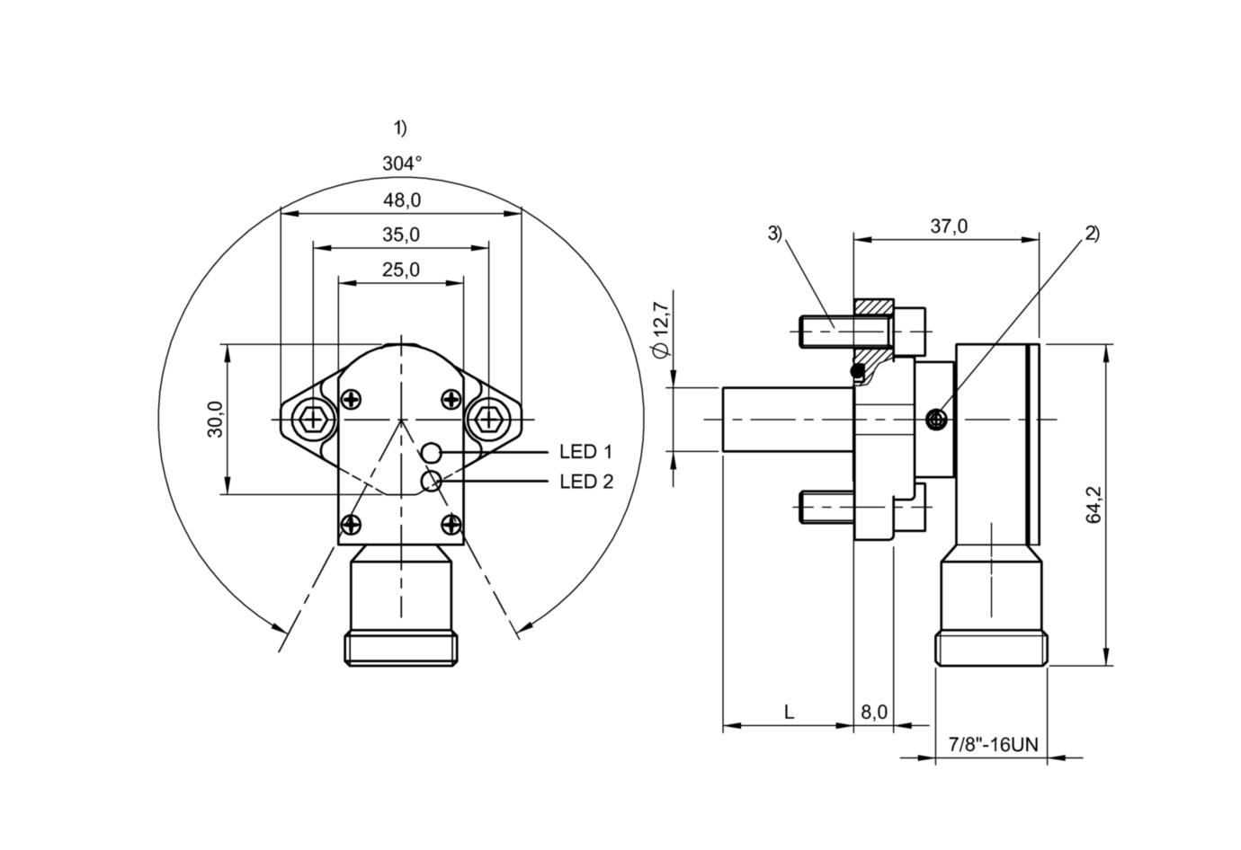 BES 516-200-S2/1.250"-S5 (BHS0009) 耐高压接近开关-尺寸图